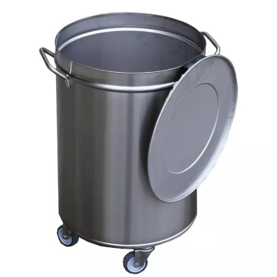 POUBELLE INOX 50L AVEC ROUES ET COUVERCLE